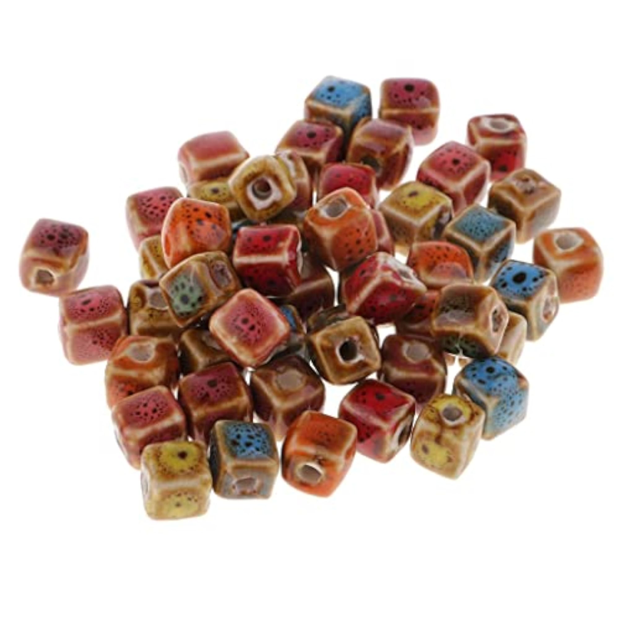 6x50 Flower Glaze Ceramic Beads Porcelain Beads for DIY Bracelet